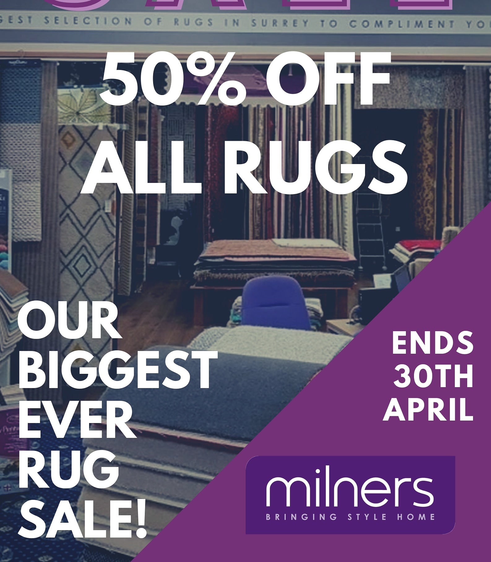 50% OFF ALL RUGS - MAKING ROOM FOR A NEW HIVE