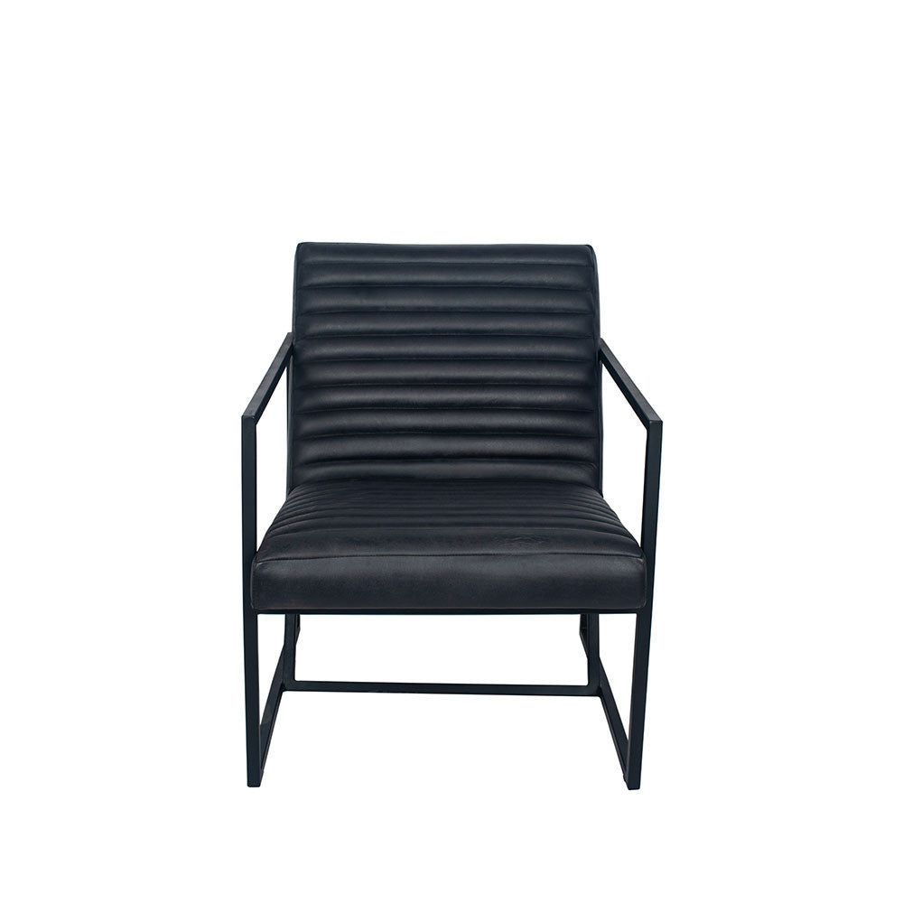 Stefano Steel Grey Leather and Iron Arm Chair