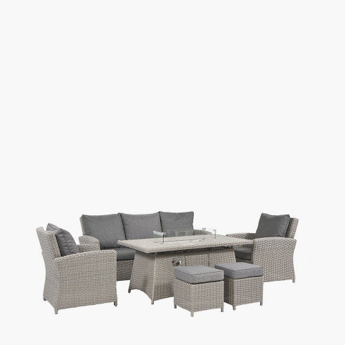 Slate Grey Barbados 3 Seater Lounge Set with Ceramic Top and Fire Pit