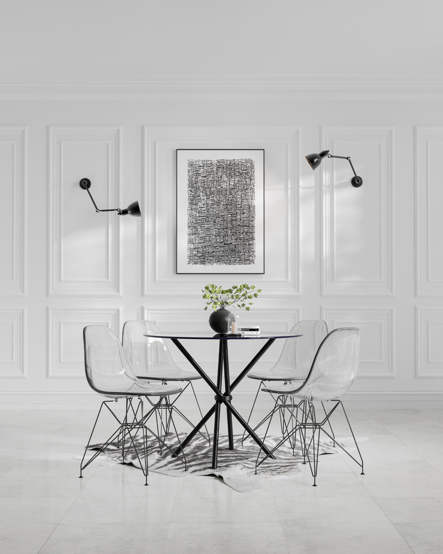 COCO DINING CHAIR SMOKED BLACK / BLACK LEGS