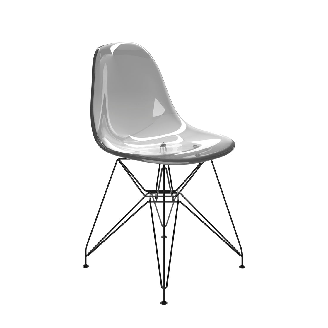 COCO DINING CHAIR SMOKED BLACK / BLACK LEGS