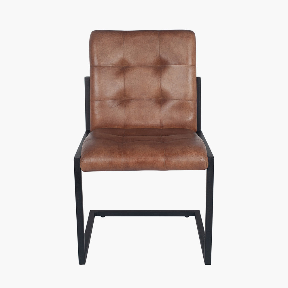 Arlo Vintage Brown Leather & Iron Buttoned Chair