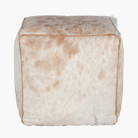 Luca Brown Hide & Recycled Cotton Pouffe