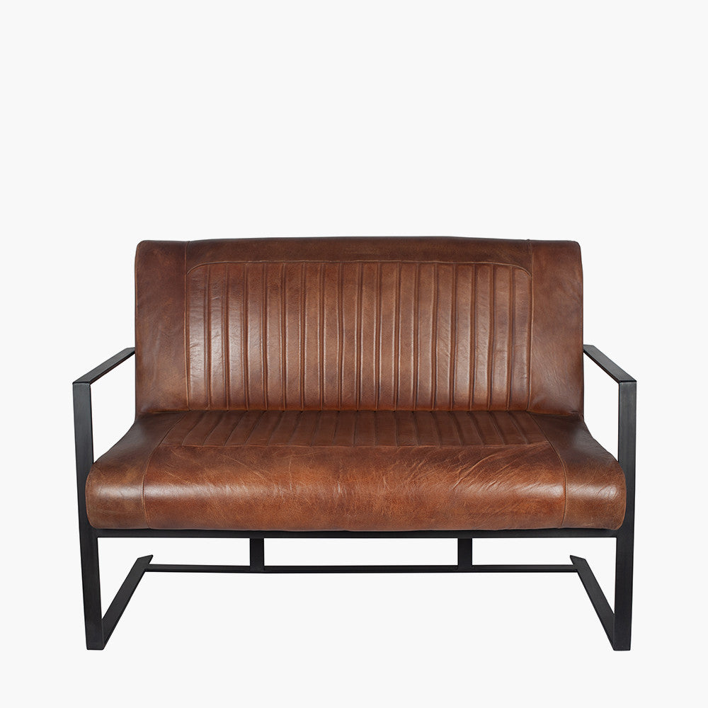Lorenzo Vintage Brown Leather & Iron Sofa