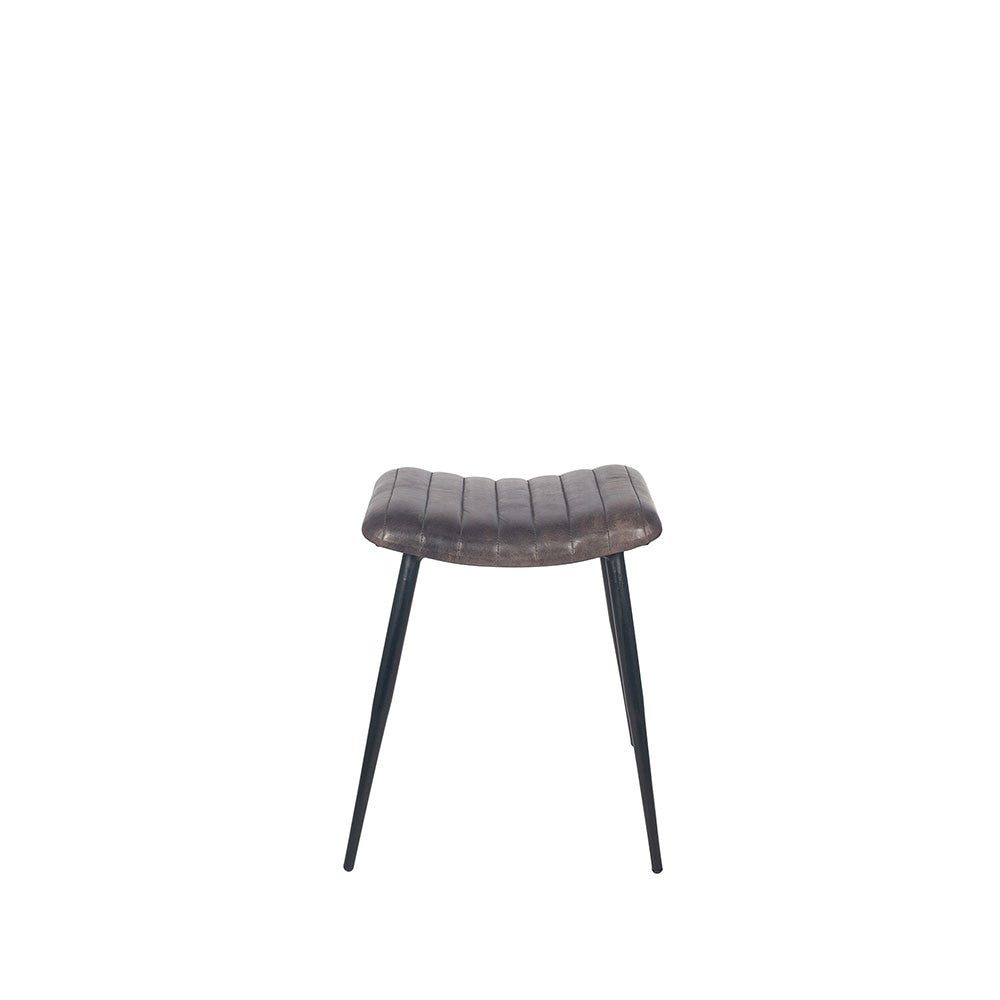 Giovanni Steel Grey Leather and Iron Curved Stool