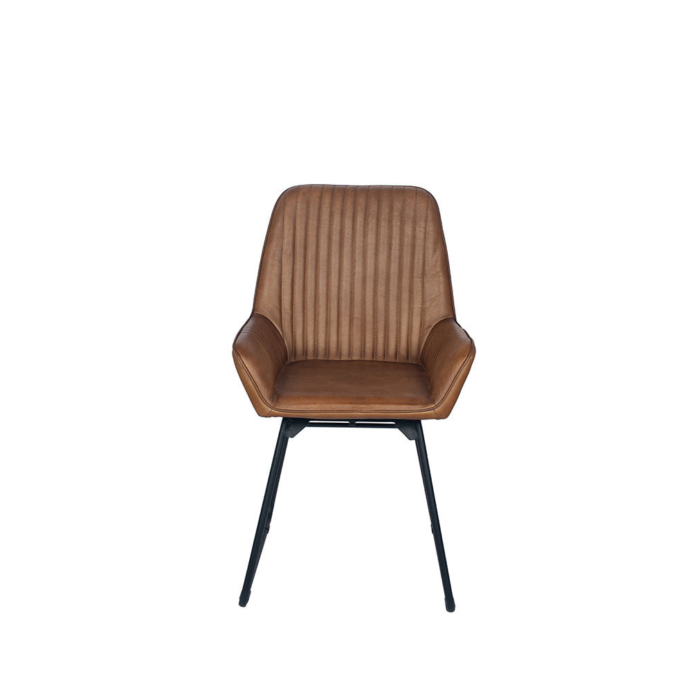 Giancomo Natural Brown Leather and Iron Dining Chair