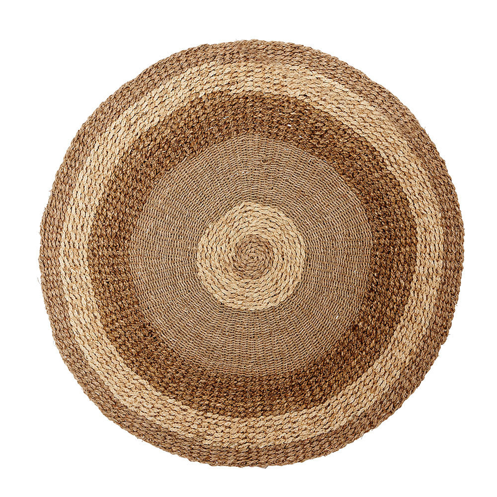 Woven 2 Tone Seagrass and Corn Husk Leaf Round Rug